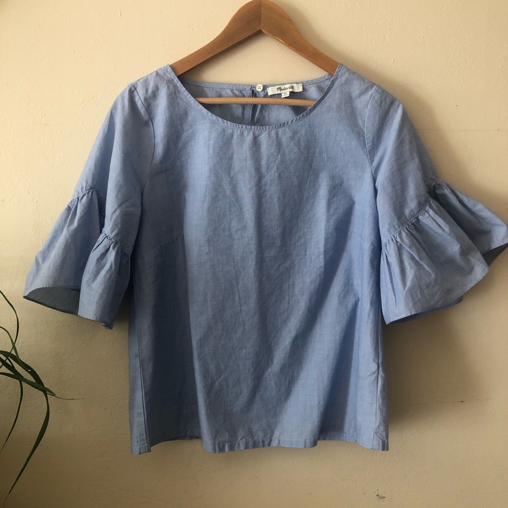 Madewell ruffle 3/4 sleeves top